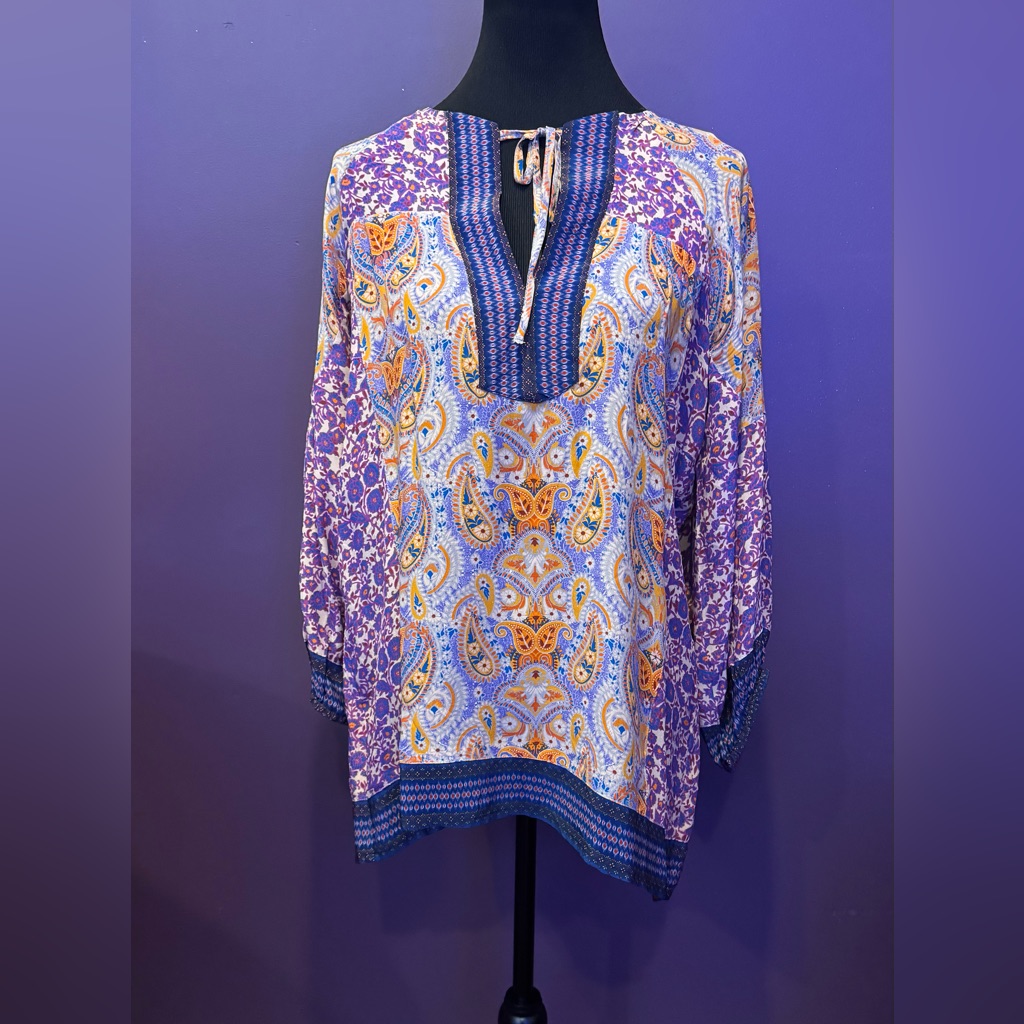 Tolani 100% Silk Purple Paisley Women's Top